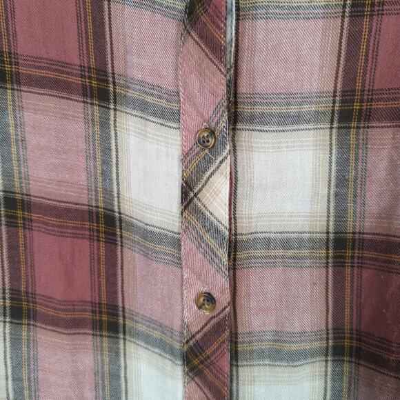 BKE Plaid Slip Back Long Sleeve Button Front Shirt Size small Tie back - Picture 3 of 5